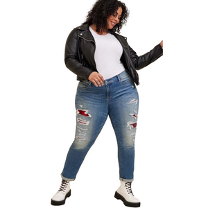 TORRID Boyfriend Straight Vintage Stretch Mid-Rise Rip & Repair Jean Size 18 18W